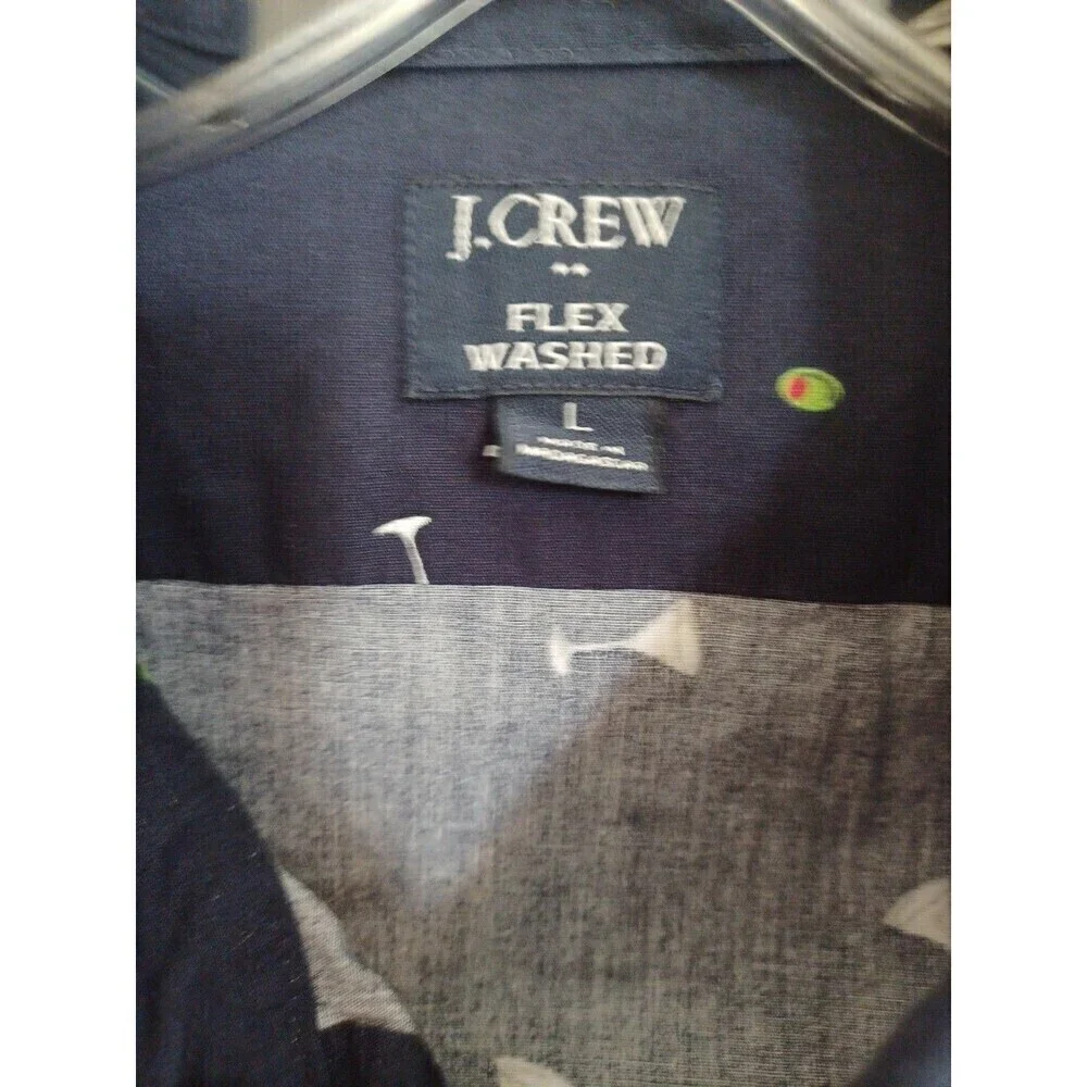 J. Crew buttondown shirt mens L martini glass olives cocktail bartender party